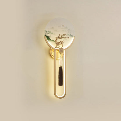 Modern Transitional Round Fawn All Copper Glass Silicone LED Wall Sconce Lamp For Living Room