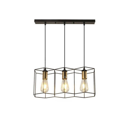 Industrial Vintage Geometric Frame Iron 3/5 Light Island Light Chandelier