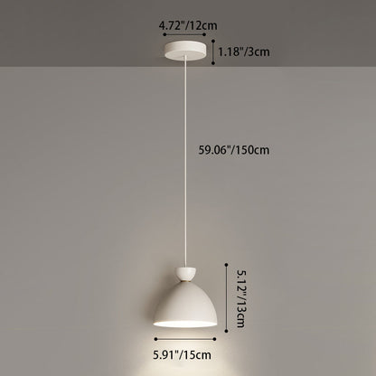 Modern Minimalist Cream Round Bowl Cone Iron 1-Light Pendant Light For Living Room