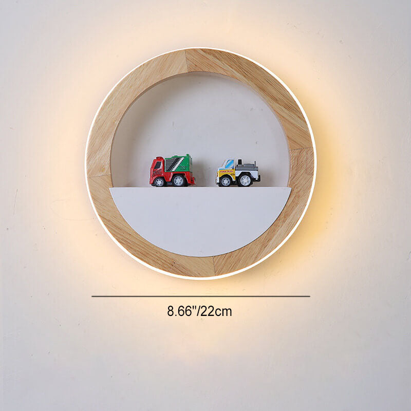 مصباح حائط LED بتصميم مربع دائري ياباني عصري مصنوع من خشب المطاط 