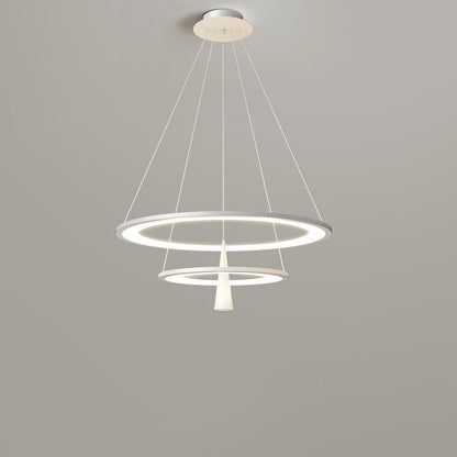 Modern Minimalist Circle Tapered Iron Acrylic LED Chandelier For Living Room