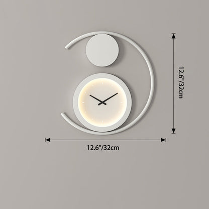 Contemporary Creative Round Decorative Clock Heart Iron Acrylic LED Wall Sconce Lamp For Bedroom