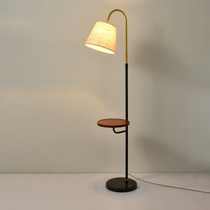 Nordic Light Luxury Pleated Fabric Marble 1-Light Standing Floor Lamp