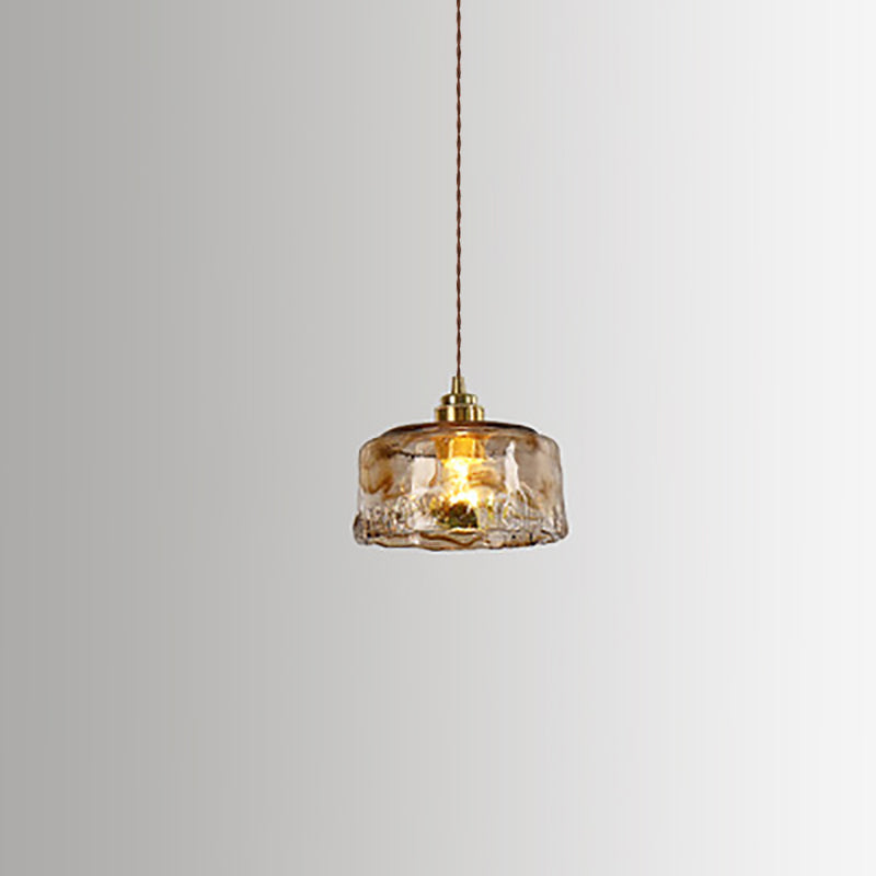Vintage Amber Glass 1-Light Pendant Light