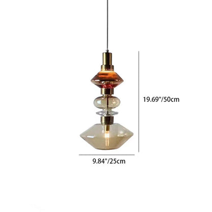 Traditional European Irregular Cylinder Iron Glass 1-Light Pendant Light For Living Room