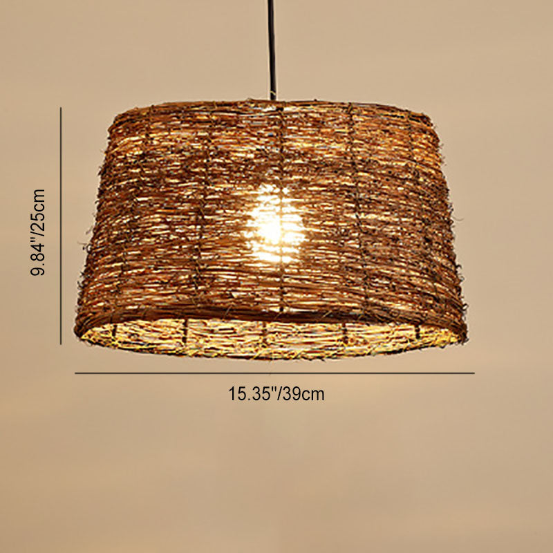 Retro Rattan Weaving Dome 1-Light Pendant Light