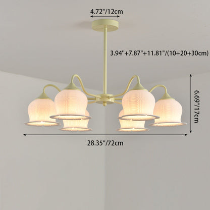 Modern Art Deco Iron Frame PLA Bell Orchid Flower Shade 3/5/6-Light Chandelier For Living Room