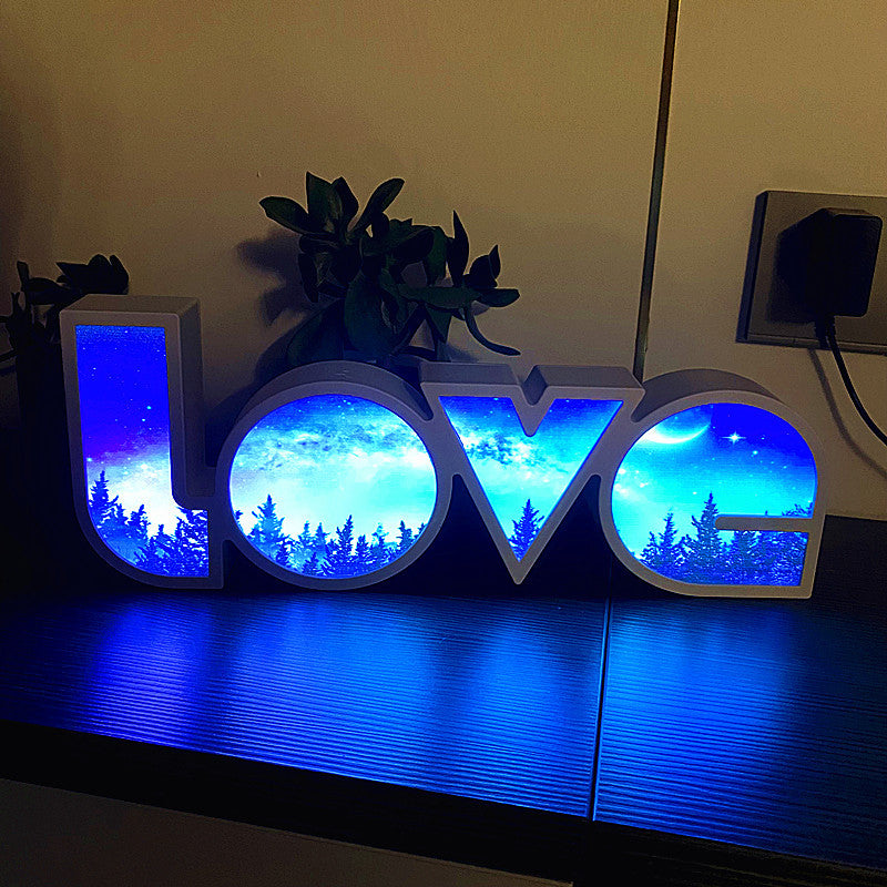 Modern Art Deco Waterproof PS LOVE Letter LED Table Lamp For Bedroom