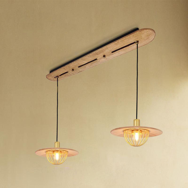 Industrial Simple Light Luxury Wooden Disc 1/2/3-Light Island Light Chandelier