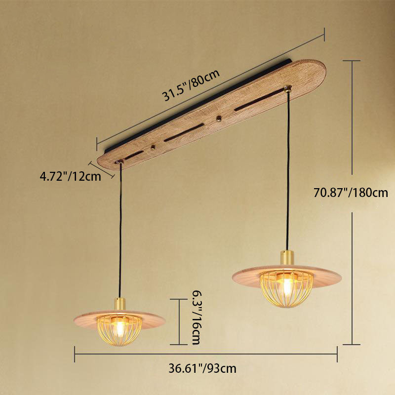 Industrial Simple Light Luxury Wooden Disc 1/2/3-Light Island Light Chandelier