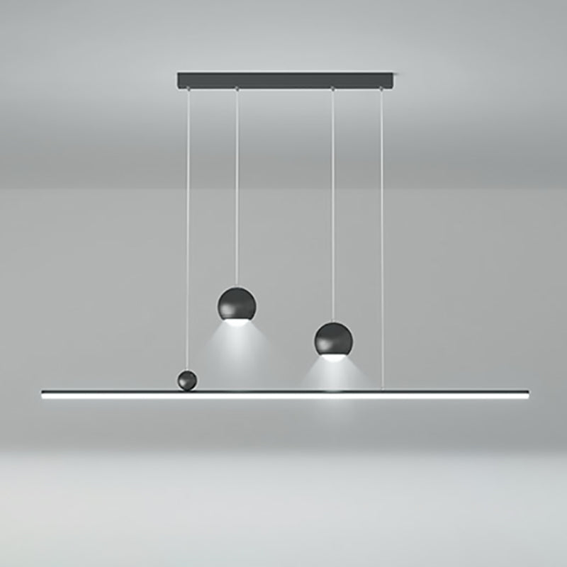 ثريا جزيرة LED مصنوعة من الحديد والألومنيوم والأكريليك بتصميم عصري بسيط لغرفة الطعام 