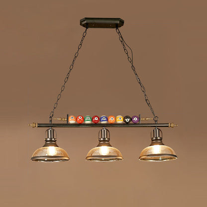 Contemporary Industrial Billiard Round Strip Iron Glass 2/3 Light Island Light Chandelier For Dining Room