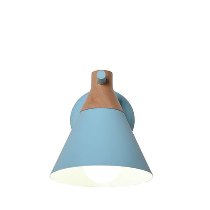 Nordic Solid Wood Macaron Cone Shade 1-Light  Wall Sconce Lamp