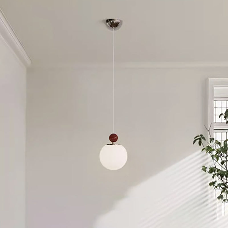 Modern Minimalist Round Ball Iron Glass 1-Light Pedant Light For Bedroom