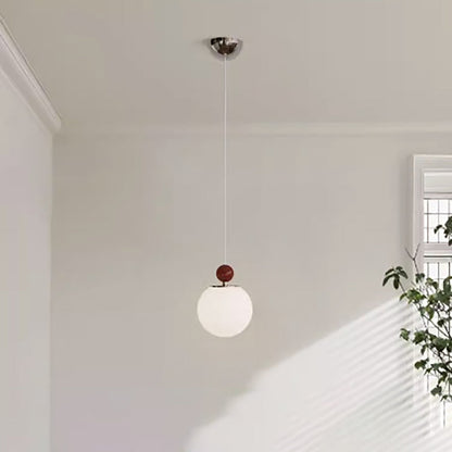 Modern Minimalist Round Ball Iron Glass 1-Light Pedant Light For Bedroom