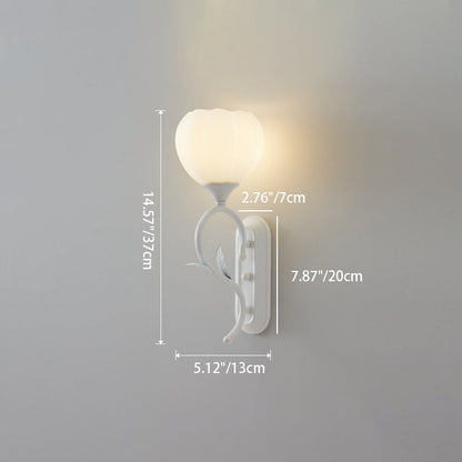Modern Minimalist Cream Flower Iron Glass 1/2 Light Wall Sconce Lamp For Bedroom