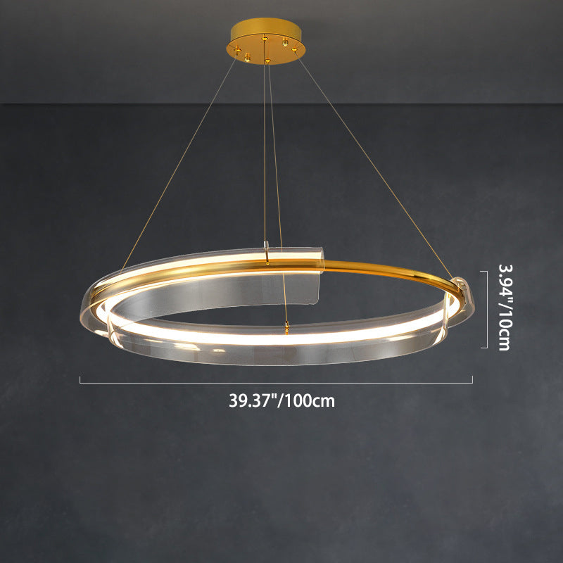 ثريا LED معاصرة من الألومنيوم والأكريليك بتصميم دائري دائري لغرفة المعيشة 