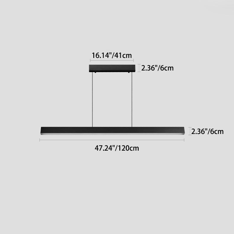 مصباح معلق LED مستطيل الشكل طويل من الألومنيوم بتصميم عصري بسيط لغرفة الطعام 