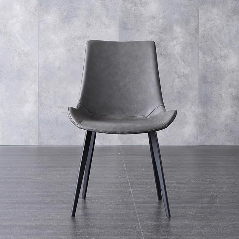 Contemporary Scandinavian PU Leather Carbon Steel Sponge Square Curved Dinining Chair Backrest For Dining Room