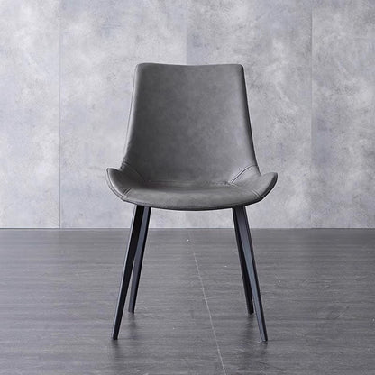 Contemporary Scandinavian PU Leather Carbon Steel Sponge Square Curved Dinining Chair Backrest For Dining Room