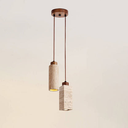 Japanese Wabi-sabi Solid Wood Stone 1/2/3-Light Island Light Chandelier