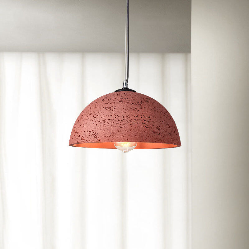 Minimalist Resin Round Dome Hand Sculpted 1-Light Pendant Light