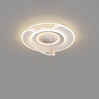 Modern Creative Kids Resin Lunar Astronaut LED Flush Mount Ceiling Light