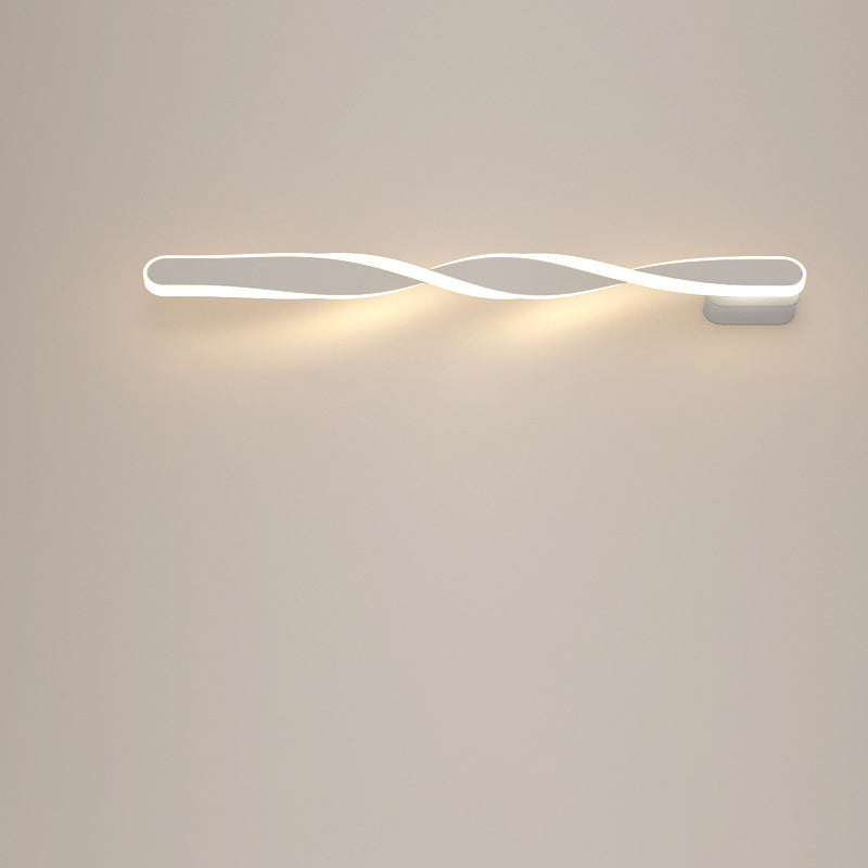 مصباح حائط LED طويل من الألومنيوم والسيليكون بتصميم حلزوني عصري بسيط لغرفة المعيشة 