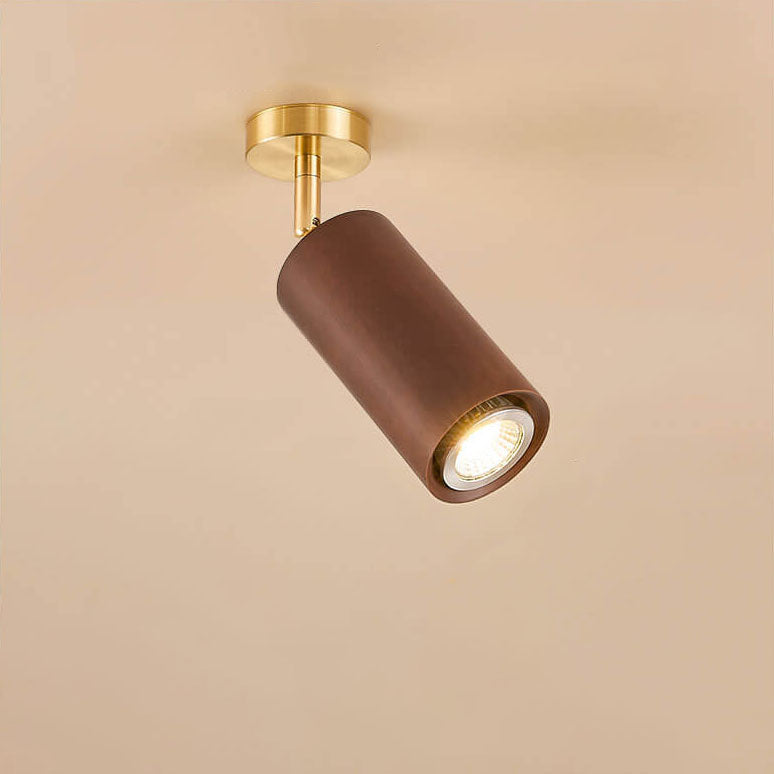 Nordic Minimalist Walnut Wood Spotlight Linear Track 1/2/3/4 Light LED Semi-Flush Mount Ceiling Light