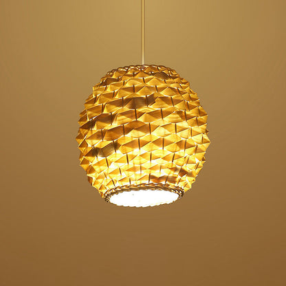 Modern Chinese Rattan Weaving Pineapple 1-Light Pendant Light