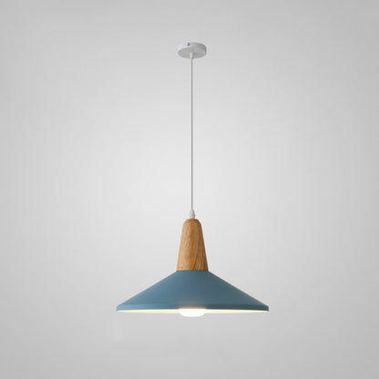 Nordic Minimalist Macaron Solid Color Aluminum Wood 1-Light Pendant Light