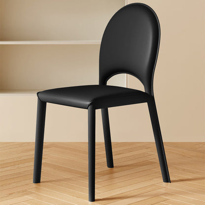 Contemporary Nordic Square Oval Faux Leather Carbon Steel Dining Chair Backrest For Dining Room