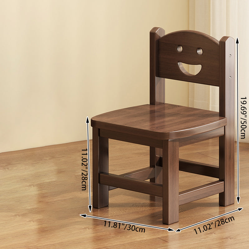 Traditional Vintage Square Smile Wood Curved Frame Dining Chair Backrest Armless For Dining Room