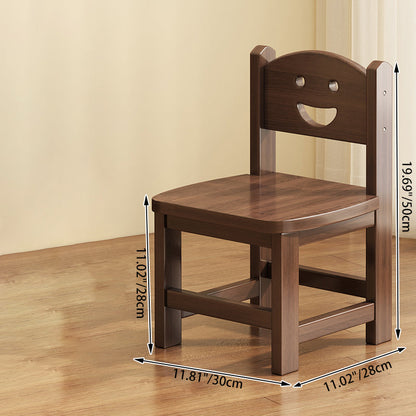 Traditional Vintage Square Smile Wood Curved Frame Dining Chair Backrest Armless For Dining Room