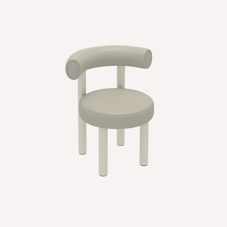 Contemporary Nordic Round Artificial Leather Iron Frame Vanity Stool Arc Back For Bedroom