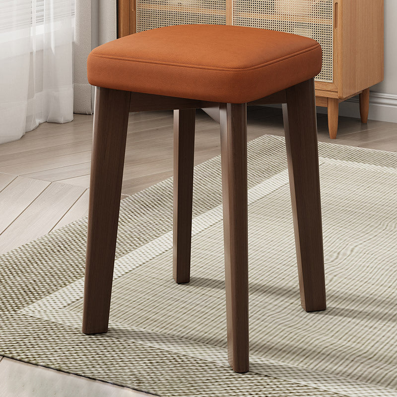 Modern Minimalist Square Upholstered Wood Technology Cloth Faux Leather Dining Chair Backless For Dining Room