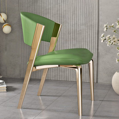 Modern Luxury Square Microfiber Leather Stainless Steel Foam Dining Chair Four Legs Backrest For Dining Room