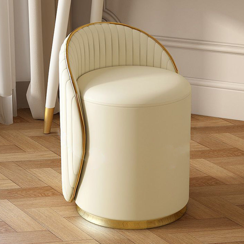 Modern Minimalist Cylinder Iron Nappa Leather Vanity Stool Backrest For Bedroom