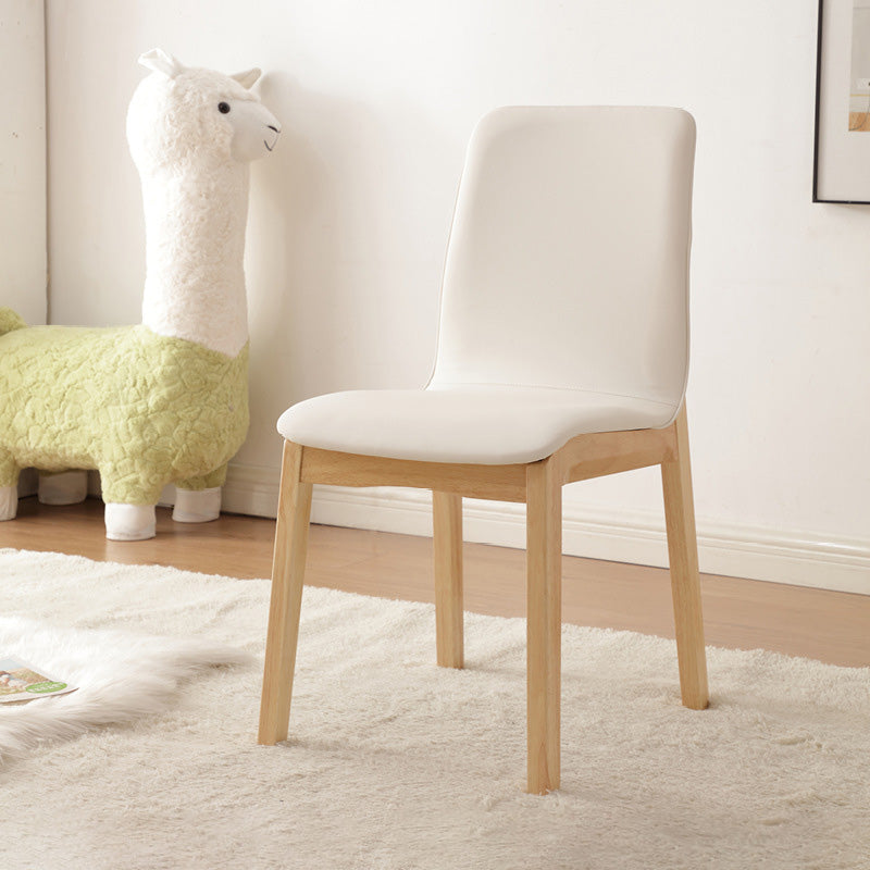 Contemporary Nordic Square Faux Leather Wood Frame Dining Chair Backrest For Dining Room