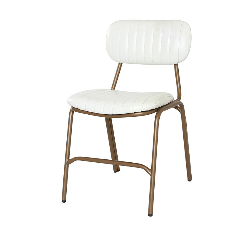 Contemporary Industrial PU Leather Iron Square Elliptical Stripe Dining Chair Backrest Footrest For Dining Room