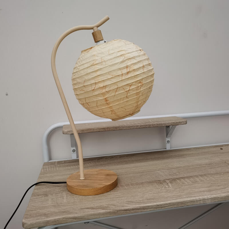 European Minimalist Pleated Solid Wood 1-Light Table Lamp