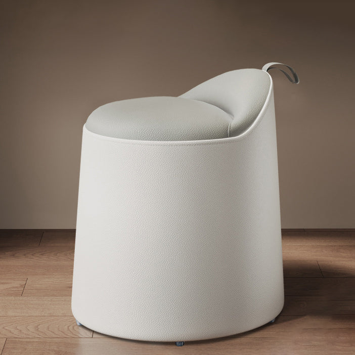 Modern Simplicity Microfiber Leather Wood Aluminum Alloy Sponge Round Cylinder Vanity Stool Backrest For Bedroom