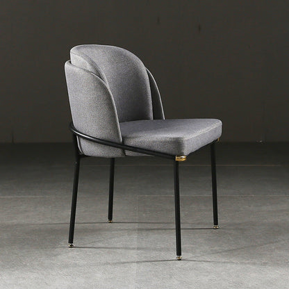 Traditional Vintage Square Faux Leather Metal Dining Chair Four Legs Backrest For Dining Room