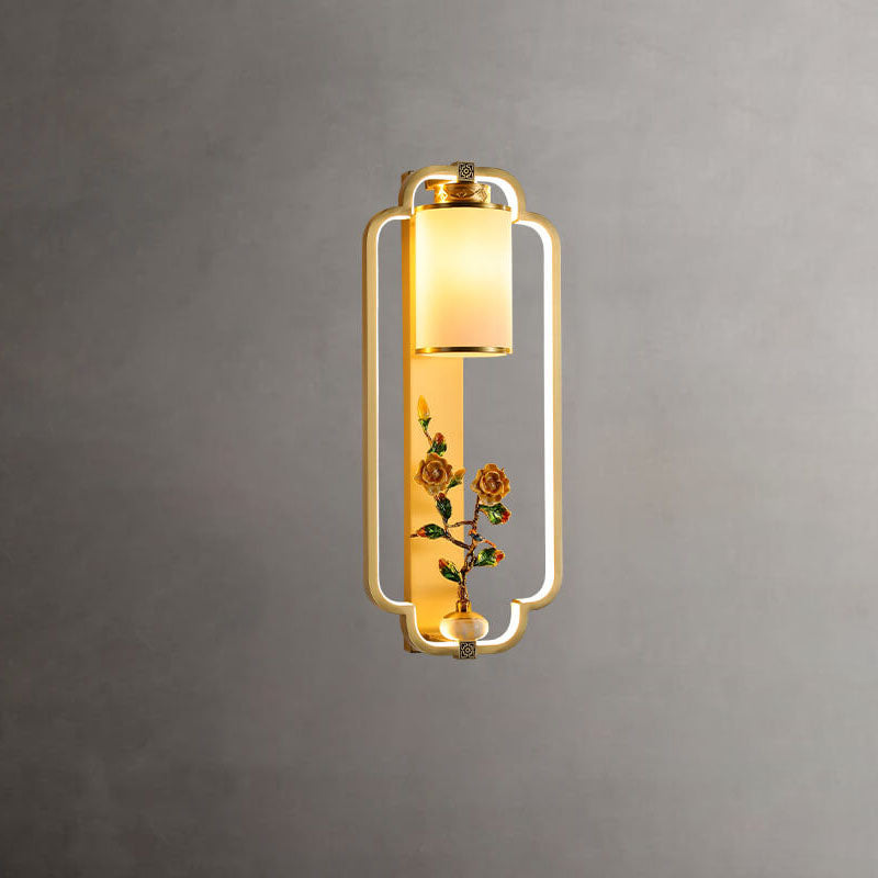 مصباح حائط LED بتصميم عقدة حلقية من النحاس الصيني الحديث 
