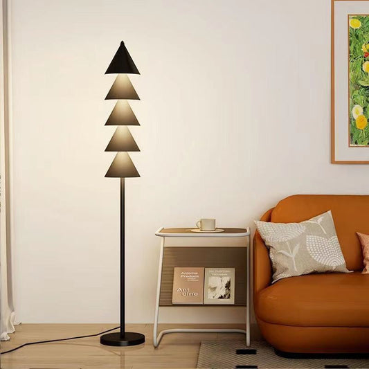 Modern Minimalist Iron PVC Cone Christmas Tree LED Standing Floor Lamp For Living Room