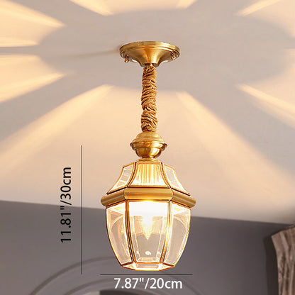 Modern Luxury Gold Finish Frame Geometric Glass Shade 1-Light Pendant Light For Bedroom