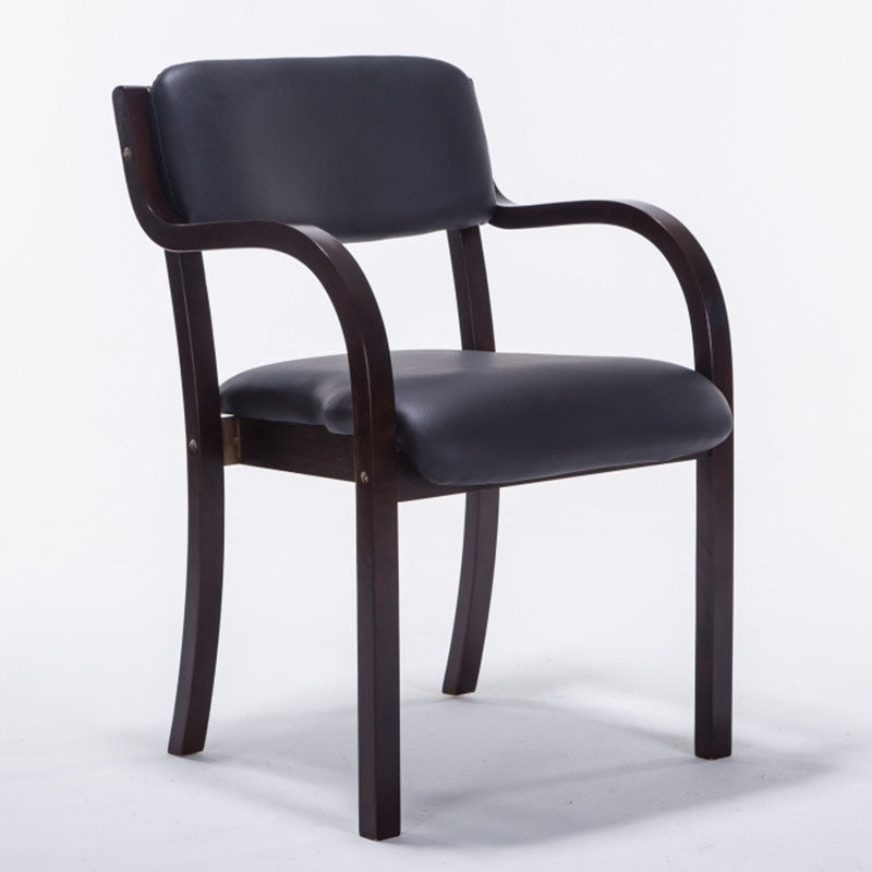 Contemporary Nordic Wood Cotton Linen Fabric PU Leather Velvet Sponge Square Dining Chair Backrest Armrest For Dining Room