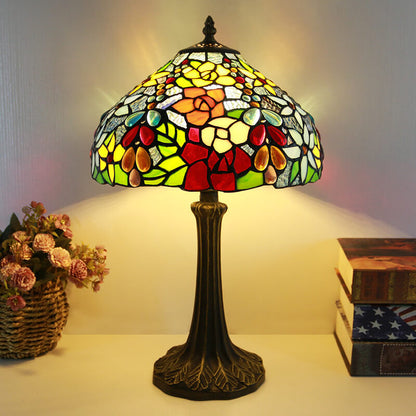Traditional Tiffany Stained Glass Dome Hardware Base 1-Light Table Lamp For Home Office