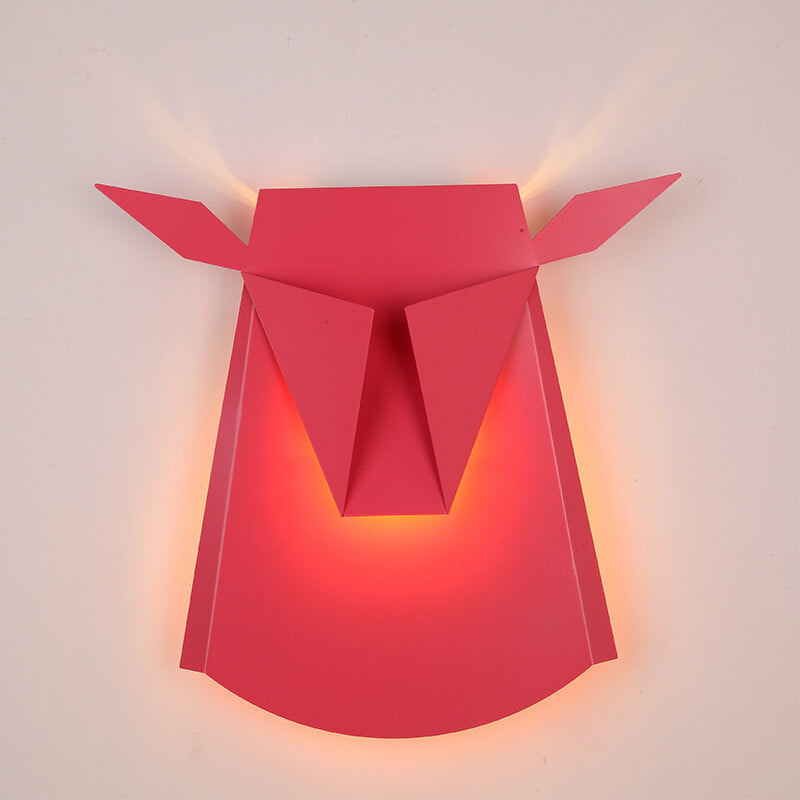 Contemporary Creative Iron Bull Head Shape LED Wall Sconce Lamp For Bedroom