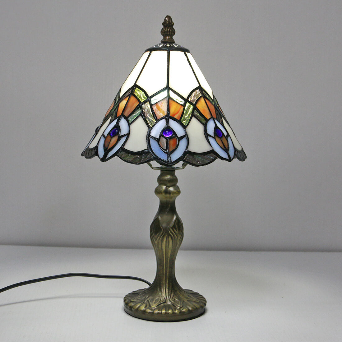 Tiffany Decorative Flower Umbrella Rose Alloy Stained Glass 1-Light Table Lamp